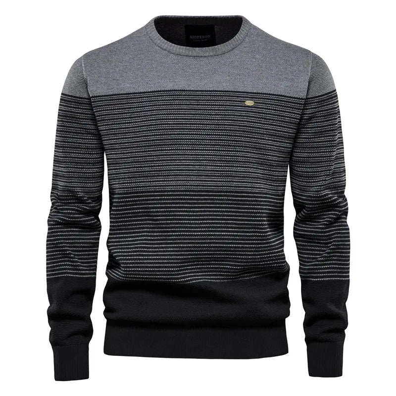 AIOPESON Brand Cotton Sweater Men Fashion Casual O-Neck Spliced Pullovers Knitted Sweater Male New Winter Warm Mens Sweaters