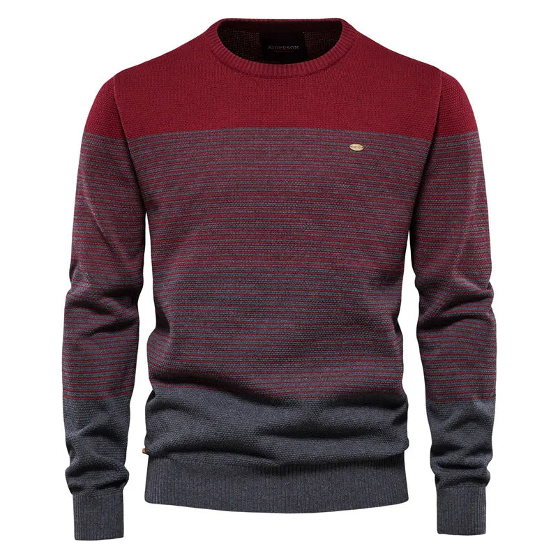 AIOPESON Brand Cotton Sweater Men Fashion Casual O-Neck Spliced Pullovers Knitted Sweater Male New Winter Warm Mens Sweaters