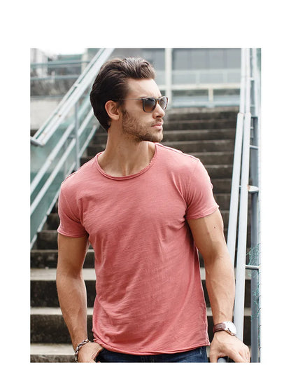 100% Cotton Men T-shirt Casual Soft Fitness Summer Thin T-shirts Men's Home Clothes O-Neck Short Sleeve Soild T Shirt for Men