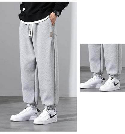 Korean Fashion Sweatpants New Autumn Light Gray Baggy Wide-leg Pants Streetwear Casual plus size Trousers Male 6XL 7XL 8XL