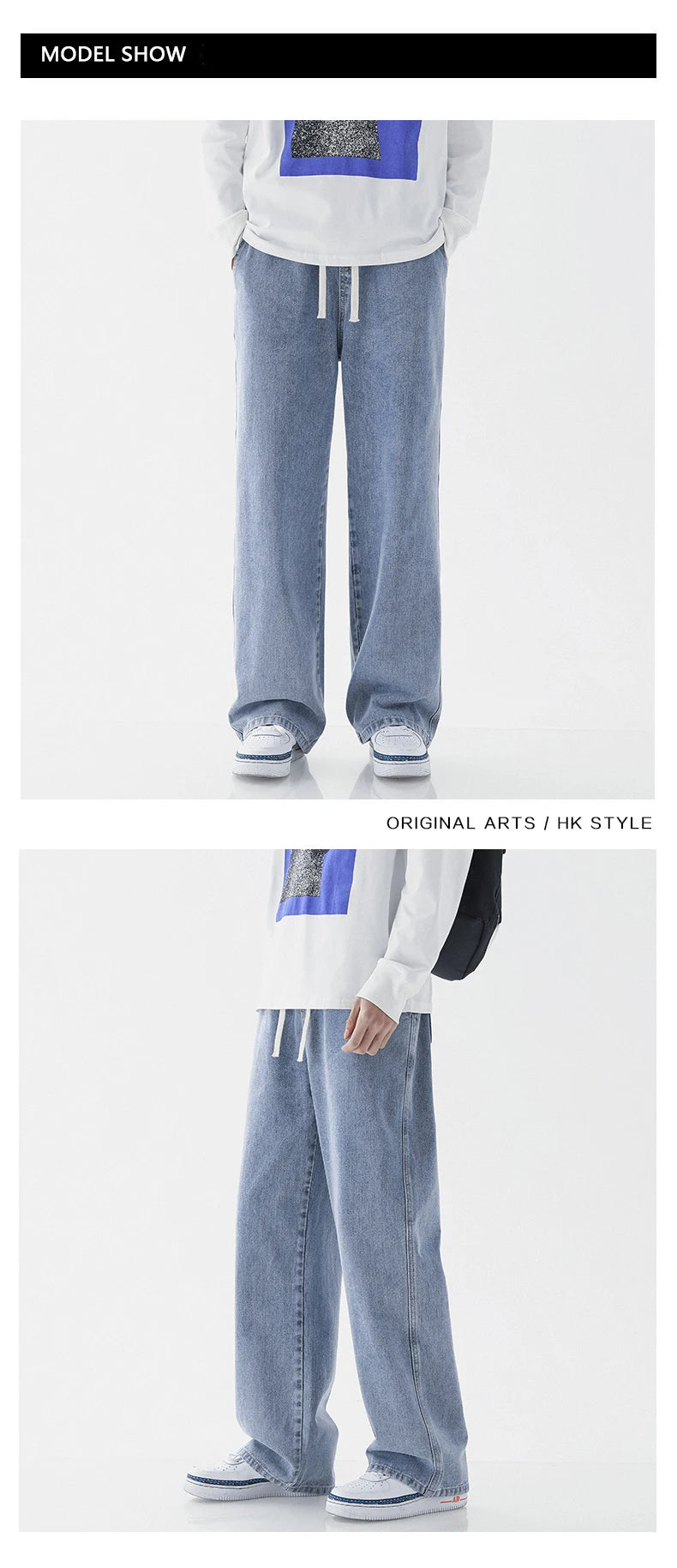 2023 New Baggy Jeans Men's Streetwear Harajuku Fashion Casual Wide-leg Trousers Japanese Simple Male Jeans Denim Pants