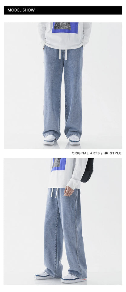 2023 New Baggy Jeans Men's Streetwear Harajuku Fashion Casual Wide-leg Trousers Japanese Simple Male Jeans Denim Pants