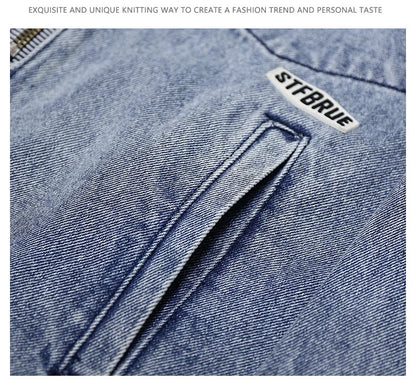 Casual Men's Denim Jacket 2023 Autumn New Cotton Loose Comfortable Zipper Fashion Designer Blue Jean Coats Male Streetwear