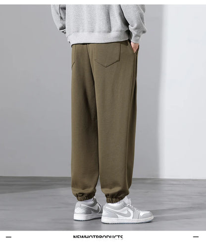 Korean Fashion Sweatpants New Autumn Light Gray Baggy Wide-leg Pants Streetwear Casual plus size Trousers Male 6XL 7XL 8XL