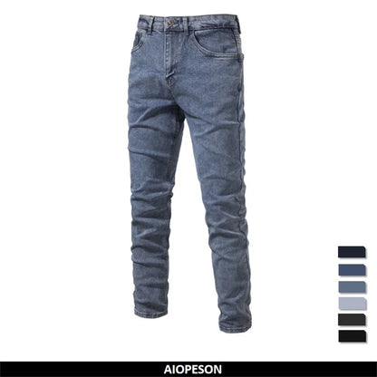 AIOPESON 2023 Autumn Denim Jeans Pants Men Slim Fit Straight Jeans for Men Quality Cotton Business Casual Wear Mens Denim Pants