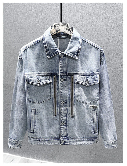 Casual Men's Denim Jacket 2023 Autumn New Cotton Loose Comfortable Zipper Fashion Designer Blue Jean Coats Male Streetwear