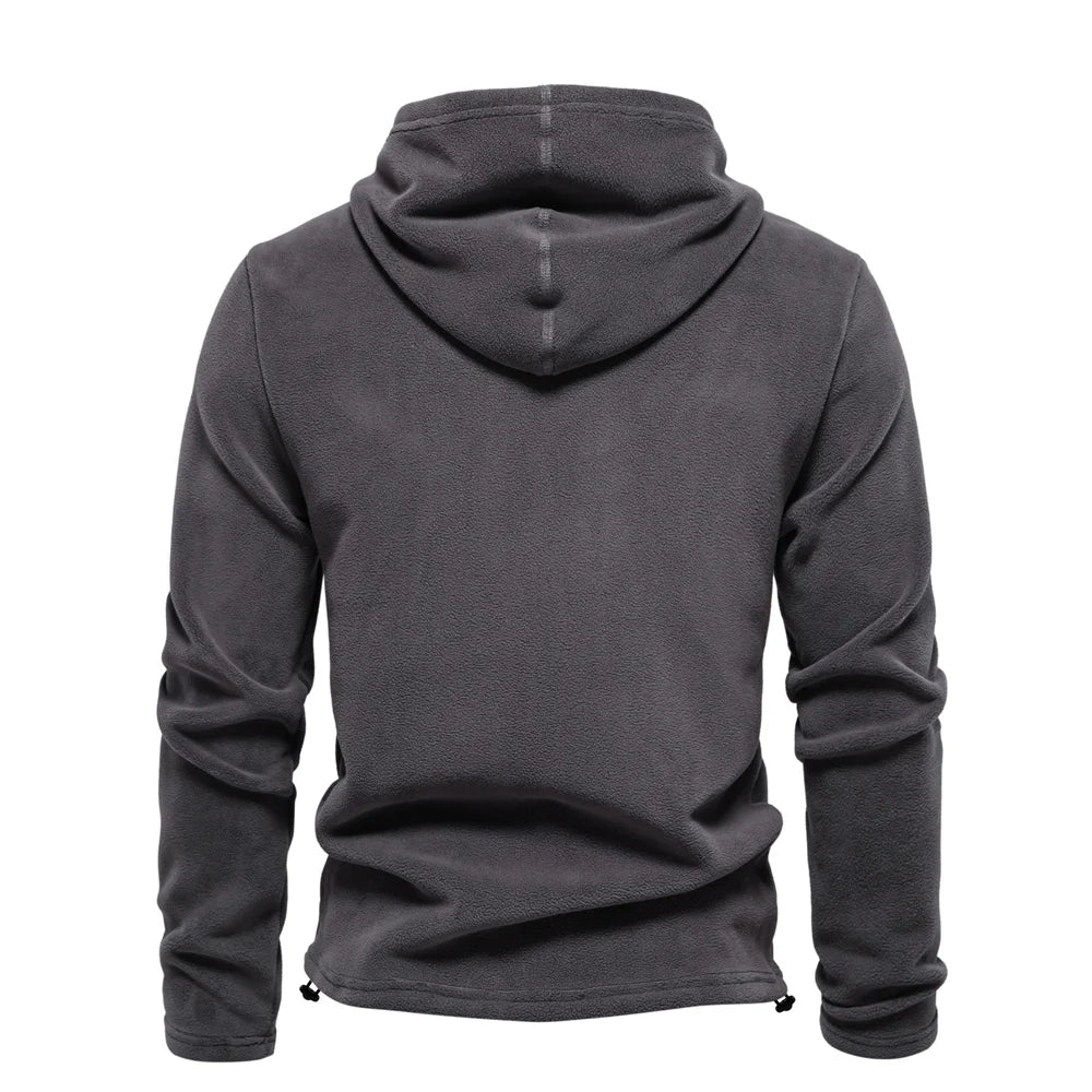 AIOPESON Mens Winter Solid Fleece Hoody High Quality Warm Casual Drawstring Hat Sweatshirt Soft Shell Hoodies for Men