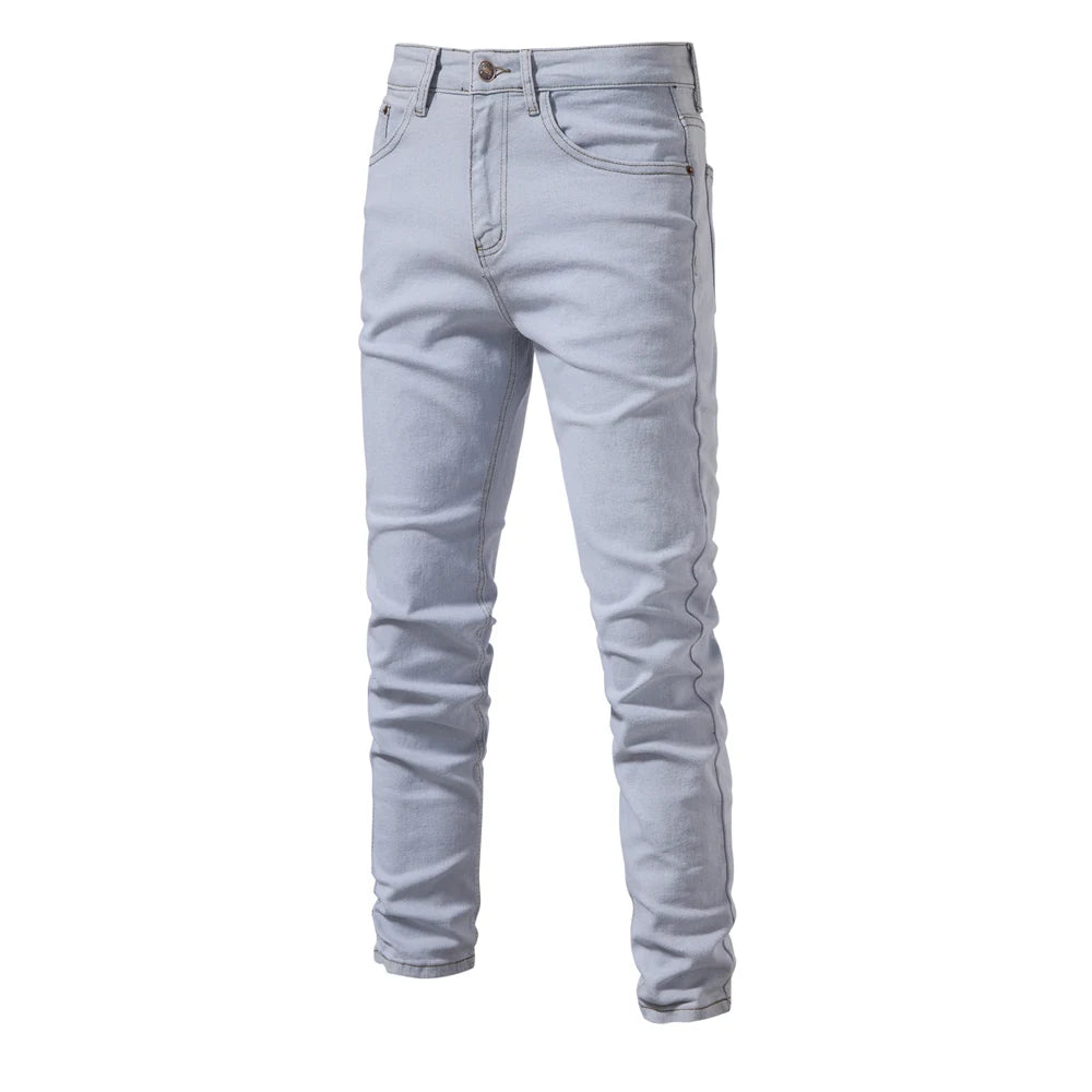 AIOPESON 2023 Autumn Denim Jeans Pants Men Slim Fit Straight Jeans for Men Quality Cotton Business Casual Wear Mens Denim Pants