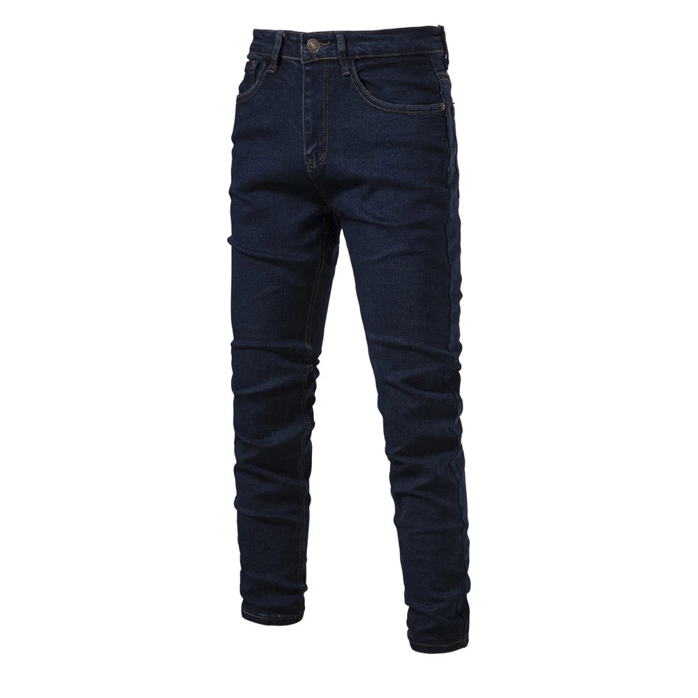 AIOPESON 2023 Autumn Denim Jeans Pants Men Slim Fit Straight Jeans for Men Quality Cotton Business Casual Wear Mens Denim Pants