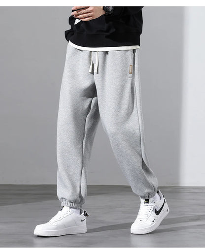 Korean Fashion Sweatpants New Autumn Light Gray Baggy Wide-leg Pants Streetwear Casual plus size Trousers Male 6XL 7XL 8XL