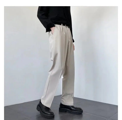 New Draped Straight Men Pants Fashion Business Korean Loose Casual White Black Gray Wide-leg Trousers Male Blazer Suit Pants