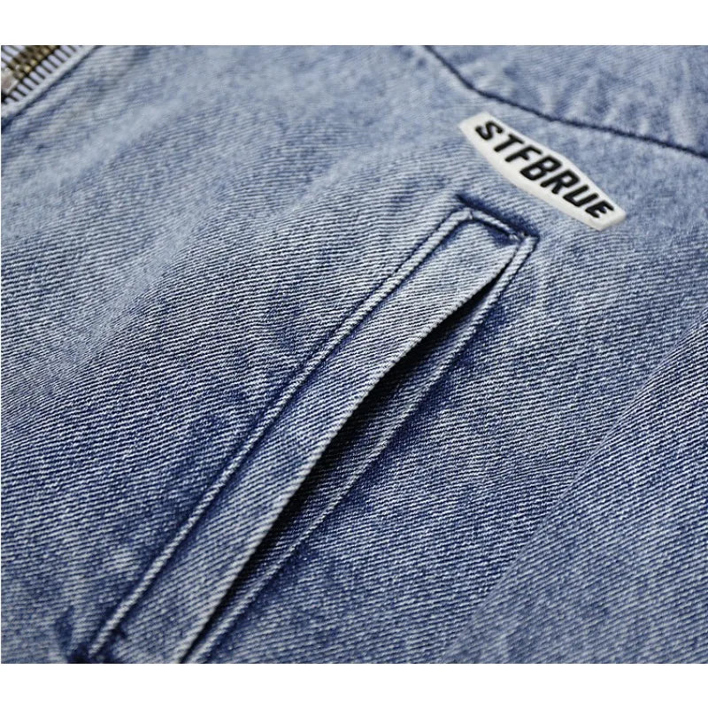 Casual Men's Denim Jacket 2023 Autumn New Cotton Loose Comfortable Zipper Fashion Designer Blue Jean Coats Male Streetwear