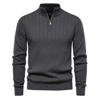 AIOPESON 2024 Autumn Quarter Zipper Mock Neck Pullover Sweaters for Men Quality Warm Winter Cotton Knitted Men's Sweaters