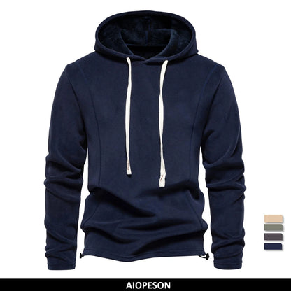 AIOPESON Mens Winter Solid Fleece Hoody High Quality Warm Casual Drawstring Hat Sweatshirt Soft Shell Hoodies for Men