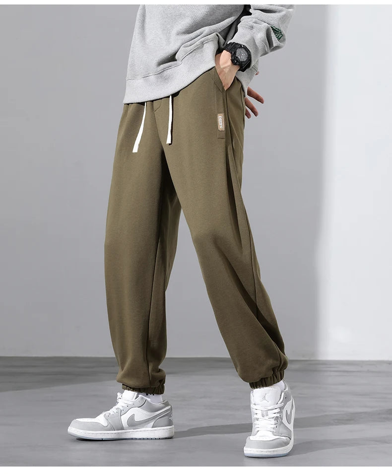 Korean Fashion Sweatpants New Autumn Light Gray Baggy Wide-leg Pants Streetwear Casual plus size Trousers Male 6XL 7XL 8XL