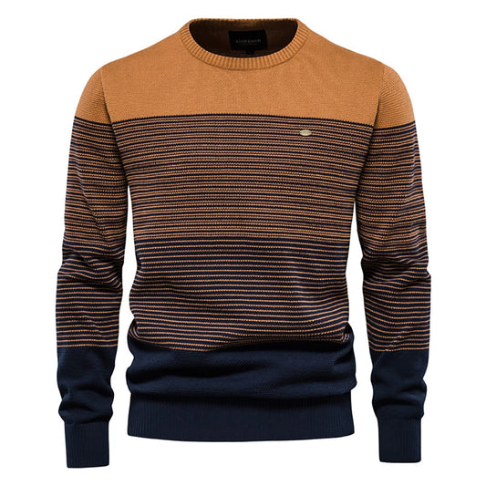 AIOPESON Brand Cotton Sweater Men Fashion Casual O-Neck Spliced Pullovers Knitted Sweater Male New Winter Warm Mens Sweaters