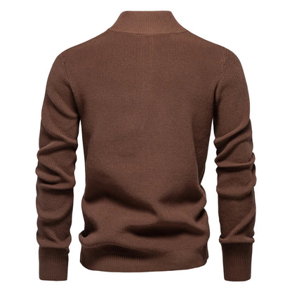 AIOPESON 2024 Autumn Quarter Zipper Mock Neck Pullover Sweaters for Men Quality Warm Winter Cotton Knitted Men's Sweaters