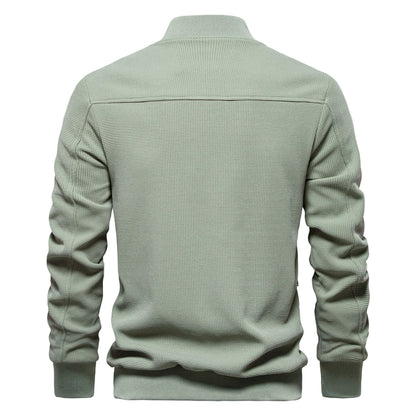 AIOPESON Mens Waffle Fleece Lined Bomber Jacket Autumn Winter Warm Casual Zipper Pocket Outwear Jackets and Coats for Men