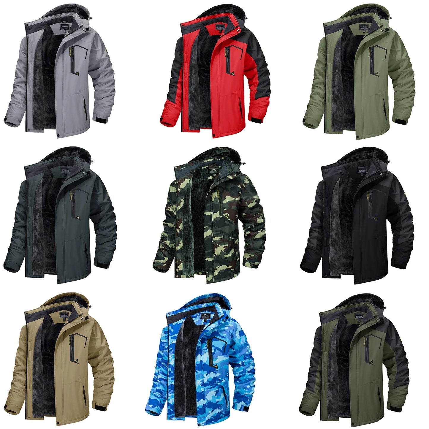 TACVASEN Fleece Lining Mountain Jackets Mens Hiking Jackets Outdoor Removable Hooded Coats Ski Snowboard Parka Winter Outwear