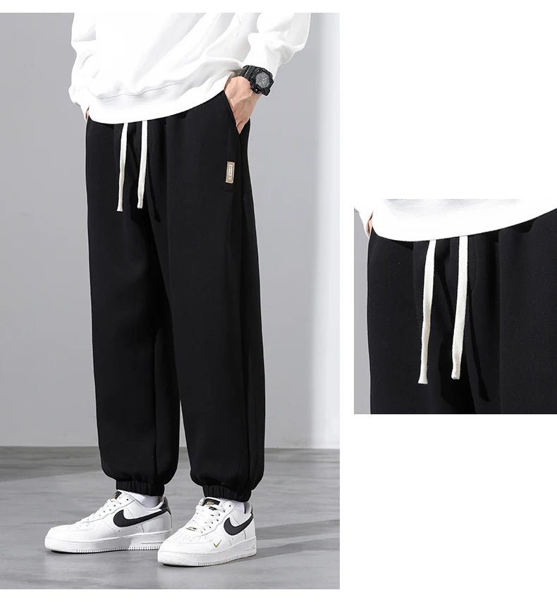 Korean Fashion Sweatpants New Autumn Light Gray Baggy Wide-leg Pants Streetwear Casual plus size Trousers Male 6XL 7XL 8XL