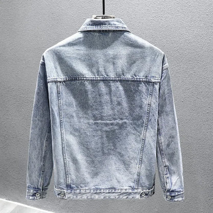 Casual Men's Denim Jacket 2023 Autumn New Cotton Loose Comfortable Zipper Fashion Designer Blue Jean Coats Male Streetwear