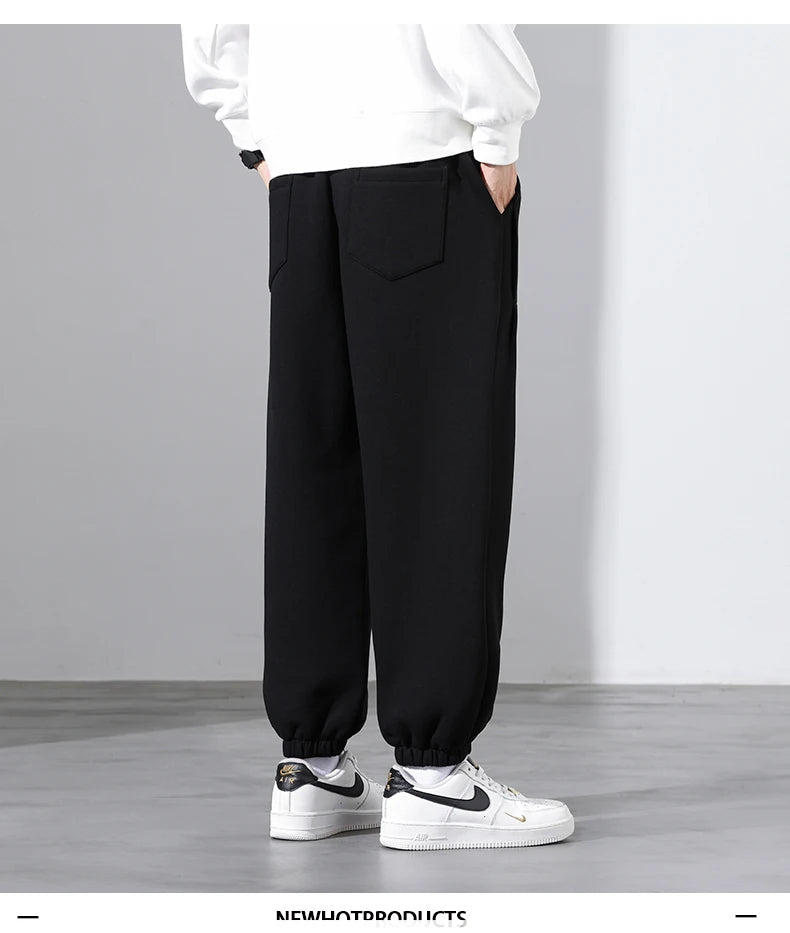 Korean Fashion Sweatpants New Autumn Light Gray Baggy Wide-leg Pants Streetwear Casual plus size Trousers Male 6XL 7XL 8XL