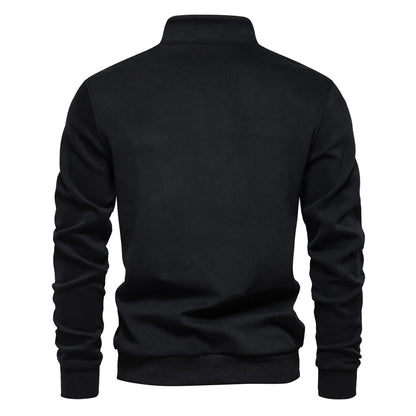 AIOPESON Mens Mock Neck Quarter-Zip Sweatshirts Causal Social Pocket Light Weight Stand Collar Pullover Sweatshirt for Men