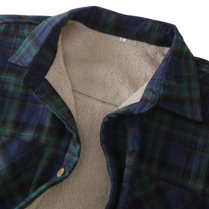 New2024 Men's Plaid Plus Fleece Jacket Autumn Winter Turn-down Collar Button Thickened Shirt Jacket For Men Casual Jacket Shirts