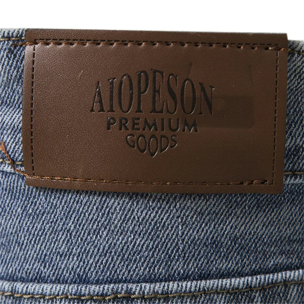 AIOPESON 2023 Autumn Denim Jeans Pants Men Slim Fit Straight Jeans for Men Quality Cotton Business Casual Wear Mens Denim Pants