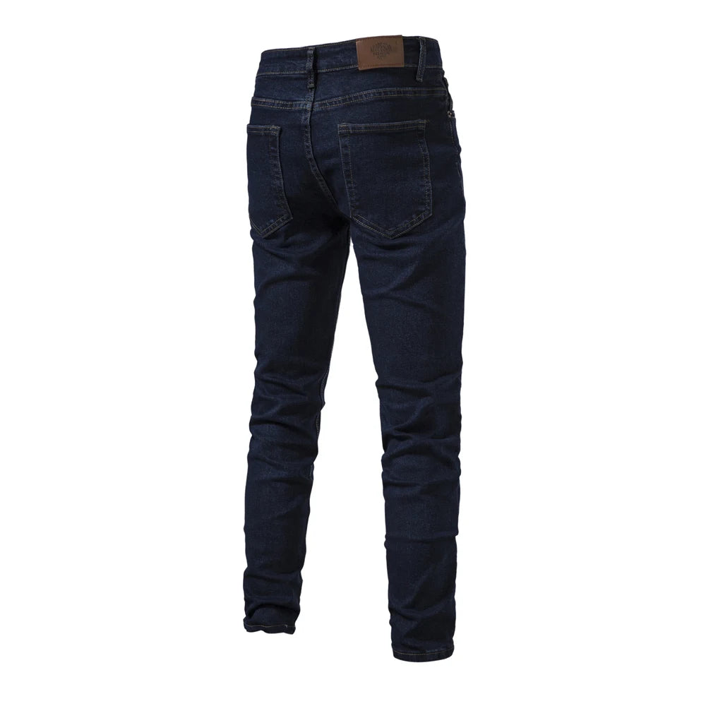 AIOPESON 2023 Autumn Denim Jeans Pants Men Slim Fit Straight Jeans for Men Quality Cotton Business Casual Wear Mens Denim Pants