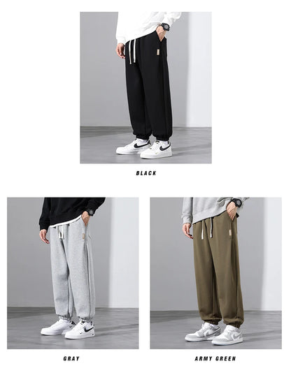 Korean Fashion Sweatpants New Autumn Light Gray Baggy Wide-leg Pants Streetwear Casual plus size Trousers Male 6XL 7XL 8XL