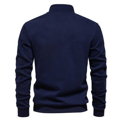 AIOPESON Mens Mock Neck Quarter-Zip Sweatshirts Causal Social Pocket Light Weight Stand Collar Pullover Sweatshirt for Men