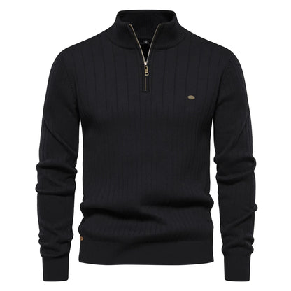 AIOPESON 2024 Autumn Quarter Zipper Mock Neck Pullover Sweaters for Men Quality Warm Winter Cotton Knitted Men's Sweaters