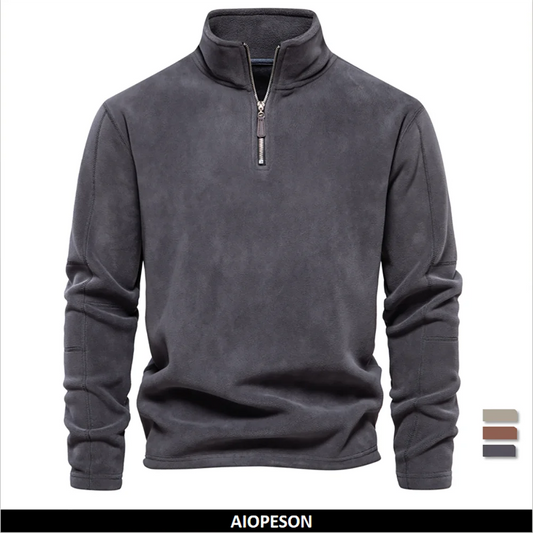 AIOPESON Brand Quality Thicken Warm Fleece Jacket for Men Zipper Neck Pullover Men's Sweatshirt Soft Shell Mens Jacket