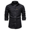 AIOPESON Autumn New Cotton Men's Denim Shirt Solid Color Single Pocket Casual Long Sleeve Shirt Autumn Jeans Shirt for Men