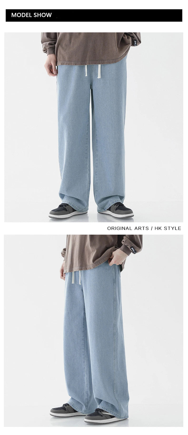 2023 New Baggy Jeans Men's Streetwear Harajuku Fashion Casual Wide-leg Trousers Japanese Simple Male Jeans Denim Pants