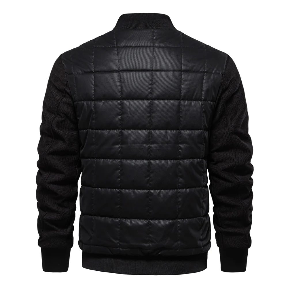 AIOPESON Mens Winter Warm Thick Fleece Lined Jackets Patchwork Plaid Stand Collar Fashion Jacket Coat for Men