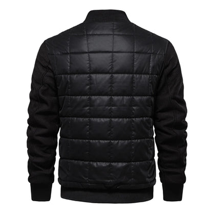 AIOPESON Mens Winter Warm Thick Fleece Lined Jackets Patchwork Plaid Stand Collar Fashion Jacket Coat for Men