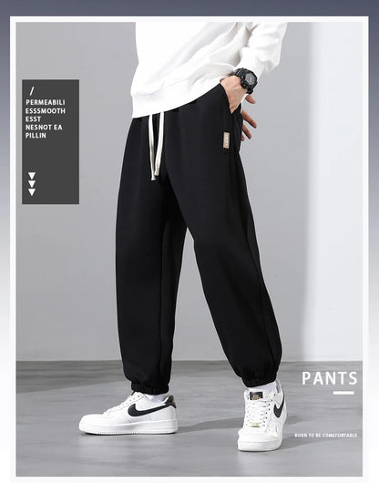 Korean Fashion Sweatpants New Autumn Light Gray Baggy Wide-leg Pants Streetwear Casual plus size Trousers Male 6XL 7XL 8XL