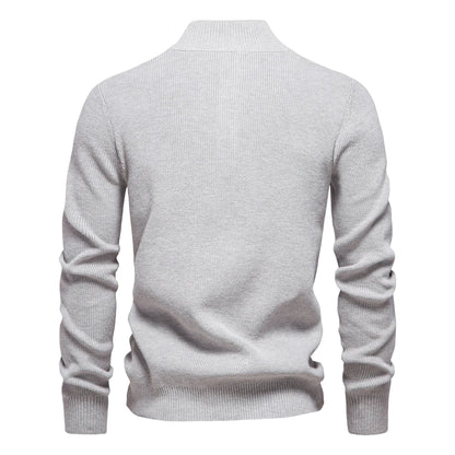 AIOPESON 2024 Autumn Quarter Zipper Mock Neck Pullover Sweaters for Men Quality Warm Winter Cotton Knitted Men's Sweaters