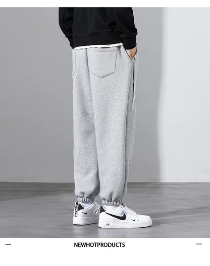 Korean Fashion Sweatpants New Autumn Light Gray Baggy Wide-leg Pants Streetwear Casual plus size Trousers Male 6XL 7XL 8XL