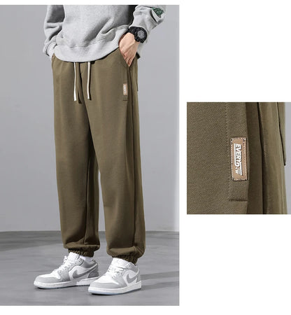 Korean Fashion Sweatpants New Autumn Light Gray Baggy Wide-leg Pants Streetwear Casual plus size Trousers Male 6XL 7XL 8XL