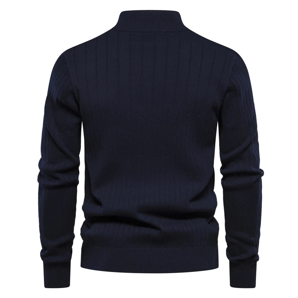 AIOPESON 2024 Autumn Quarter Zipper Mock Neck Pullover Sweaters for Men Quality Warm Winter Cotton Knitted Men's Sweaters