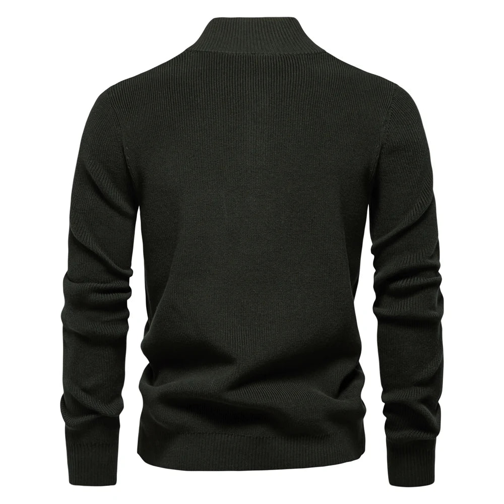 AIOPESON 2024 Autumn Quarter Zipper Mock Neck Pullover Sweaters for Men Quality Warm Winter Cotton Knitted Men's Sweaters