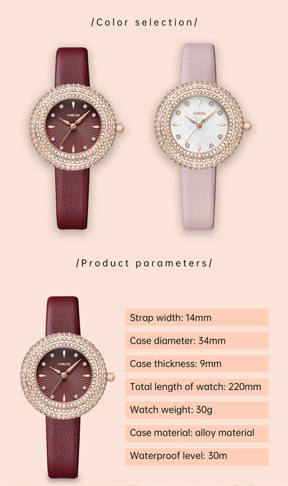 NIBOSI Watches for Women Analog Women Watch with Diamond Stylish Leather Band Wrist Watch for Ladies Girl Watch Relogio Feminino