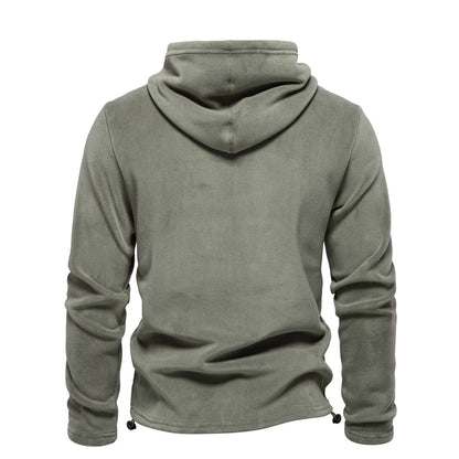 AIOPESON Mens Winter Solid Fleece Hoody High Quality Warm Casual Drawstring Hat Sweatshirt Soft Shell Hoodies for Men