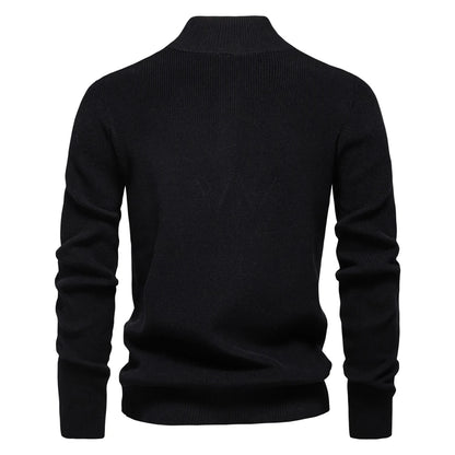 AIOPESON 2024 Autumn Quarter Zipper Mock Neck Pullover Sweaters for Men Quality Warm Winter Cotton Knitted Men's Sweaters