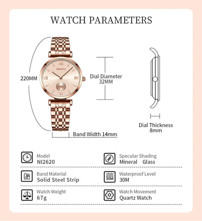 NIBOSI 2024 Rose Gold Wrist Watch Ladies Steel Women's Bracelet Watches Female Clock Women Watches Relogio Feminino Montre Femme