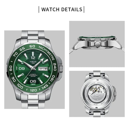 NIBOSI Mechanical Mens Watches Top Brand Luxury Military Men's Wristwatch Automatic Watch Waterproof Sports Calendar Week Clock