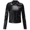 Women’s Black Biker Genuine Sheepskin Lapel Collar High Street Punk Motor Café Racer Retro Asymmetric Smooth Leather Jacket